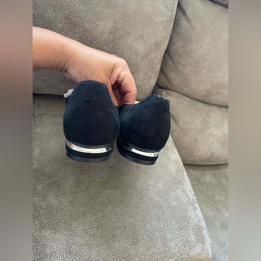 Jones New York black and silver suede flats elegant loafers - Picture 4 of 6